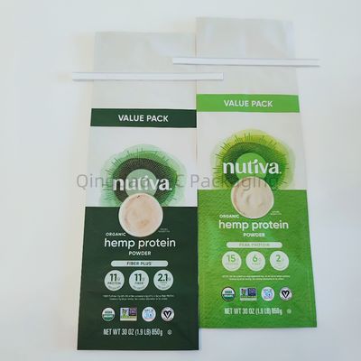 Mua Tùy chỉnh 8 bên niêm phong đứng lên túi với thép Tie đáy phẳng cho bột protein online manufacture