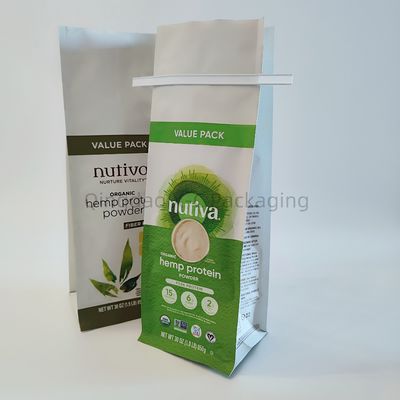 Tùy chỉnh 8 bên niêm phong đứng lên túi với thép Tie đáy phẳng cho bột protein