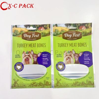 Tùy chỉnh cửa sổ minh bạch túi lưu trữ thực phẩm thú cưng với đo ống cho ăn và công nghệ chống tĩnh Zipper khóa túi