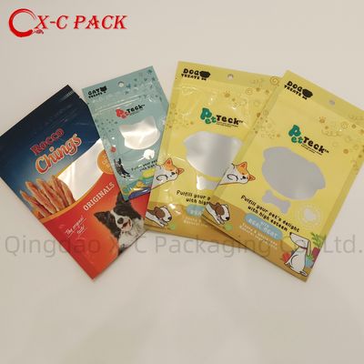 Bao bì thực phẩm vật nuôi nhựa tái chế túi đứng đứng nhôm có thể được niêm phong lại với cửa sổ ba bên niêm phong